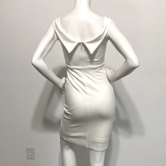 Lulu's White Sleeveless Crossover V-Neck Collared Back Rayon Blend Dress Size XS - Picture 2 of 7